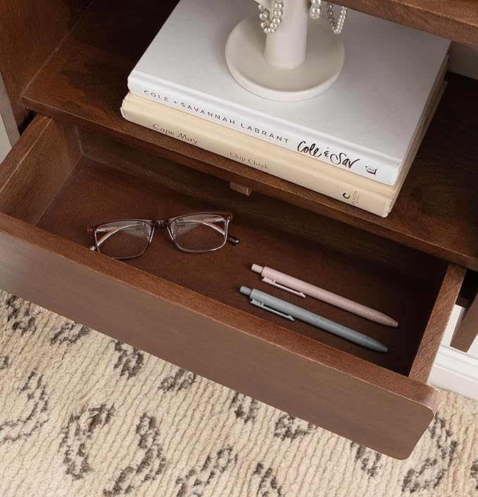 Kate and Laurel Kato Modern Wall Shelf with Drawer; 18 x 24; Walnut Brown; Decorative Over The Toilet Shelf for Use as Bathroom Storage or Living Room Display Shelf