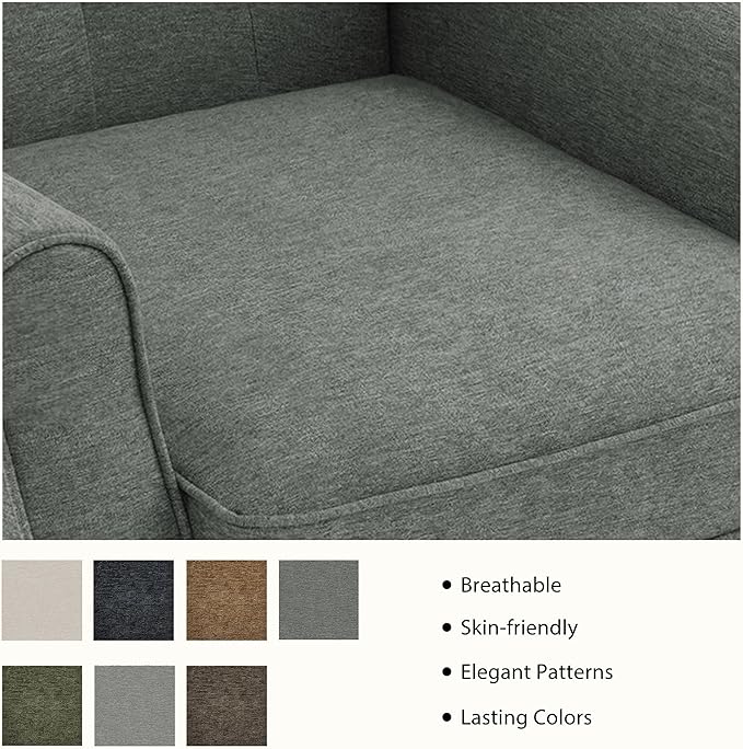 Lumibee High Back Accent Chair,Upholstered Wingback Armchair with Solid Wood Legs for Small Spaces,Comfy Single Sofa Chair for Living Room,Bedroom,Office-Gray