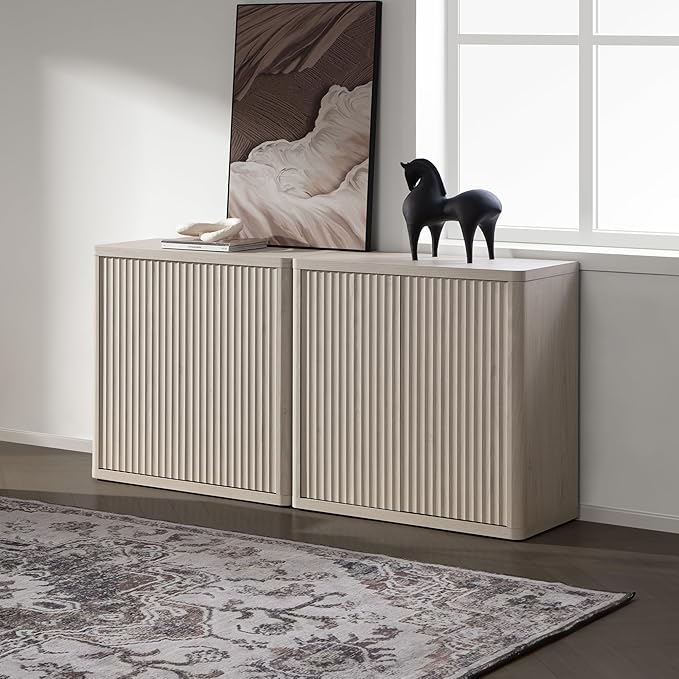 SICOTAS Buffet Cabinet with Storage 69.2" Sideboard Accent Modern Credenza with Doors & Shelves Fluted Tall Media Console Mid Century Coffee Bar Table for Living Room Kitchen Dining Room Hallway