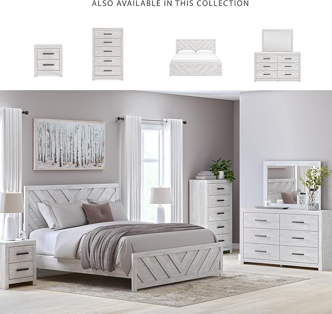 Signature Design by Ashley Cayboni Vintage 6 Drawer Dresser with Safety Stop for Bedroom, White