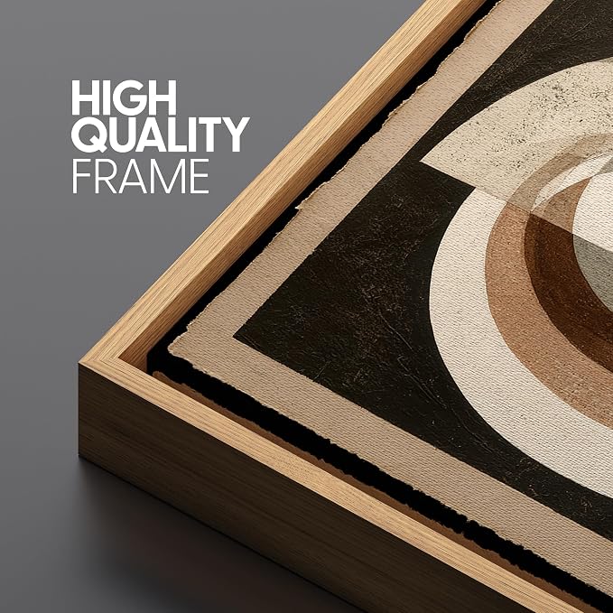 SIGNLEADER Framed Canvas Print Wall Art Vintage Brown Layered Geometric Abstract Illustration Modern Art Decorative Zen for Living Room, Bedroom, Office - 24"x36" NATURAL