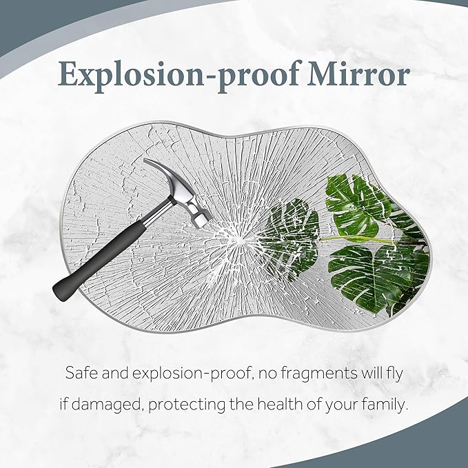 Irregular Wall Mirror - Wall Mirrors Decorative 20"x36" Silver Asymmetrical Mirror Tempered Glass Aviation Aluminum Alloy Frame for Bathroom, Bedroom, Living Room, Cloakroom, Entryway