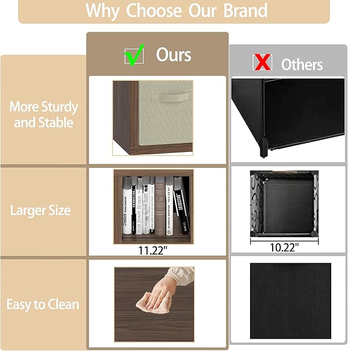 Bookshelf Cube Storage Organizer, 8-Cube Shelf Bookcase with Storage Bin, Modern Wood Open Shelf for Living Room, Bedroom, Home Office, Classic Oak