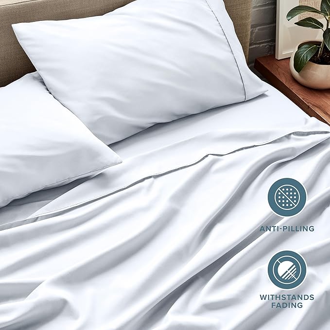 Bare Home Split California King Sheet Set - 1800 Ultra-Soft Microfiber Bed Sheets - Double Brushed - Deep Pockets - Easy Fit - 5 Piece Set - Bed Sheets (Split Cal King, White)