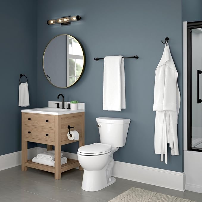 Franklin Brass Gainesville (1-Pack) 18'' Towel Rack w/ 6" Extender for Bathroom Matte Black Towel Bar for Bathroom Wall Mounted Towel Holder Rod GNV26-MB