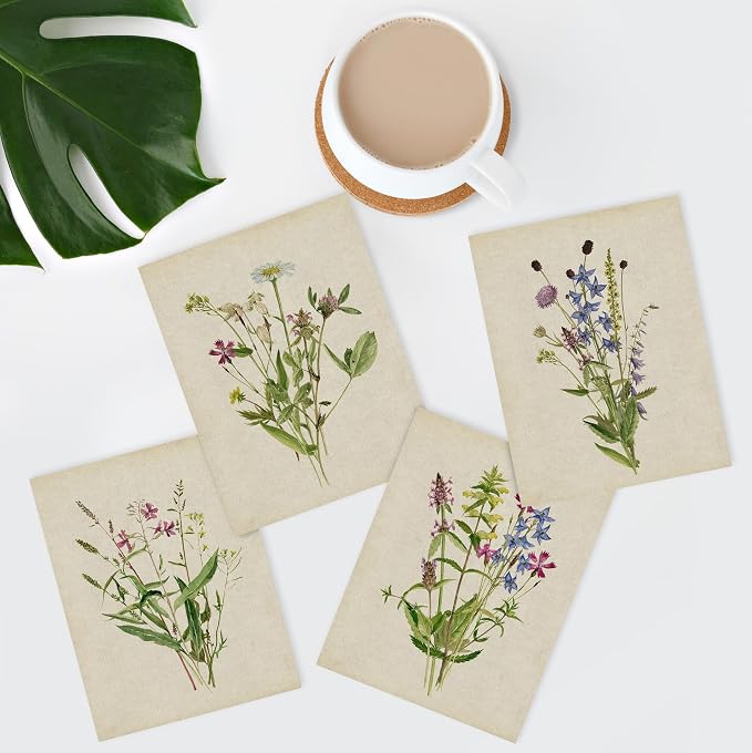 SIGNWIN Adhesive Canvas Poster Watercolor Floral Botanical Vintage Minimalist for Living Room, Bedroom, Office - 11"x14"x4