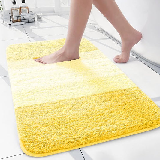 Arotive Microfiber Bathroom Rugs, Shaggy Soft and Absorbent Bath Rug, Non-Slip, Thick Plush Machine Washable Dry Bath Mats for Bathroom, Tub and Shower, 24x16, Yellow, Rectangular