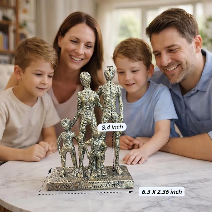 Lescafita Abstract Family Sculpture Resin Figurine – Modern, Meaningful Home Decor Statue, Family Bond Artwork for Living Room Shelf