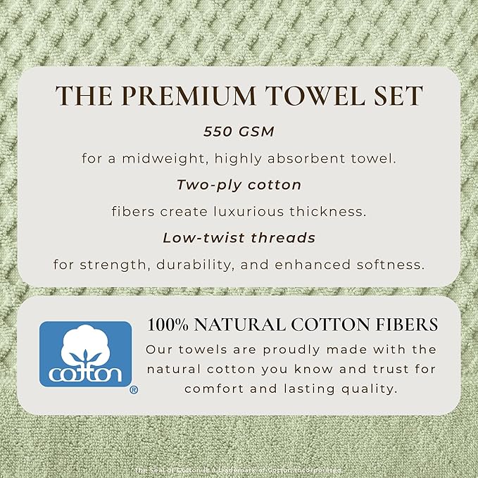 Great Bay Home Oversized Bath Sheets - 100% Cotton 2 Pack 68x35 Extra Large Towel - Absorbent, Durable, Quick-Dry Towels for Bathroom (Pale Green)
