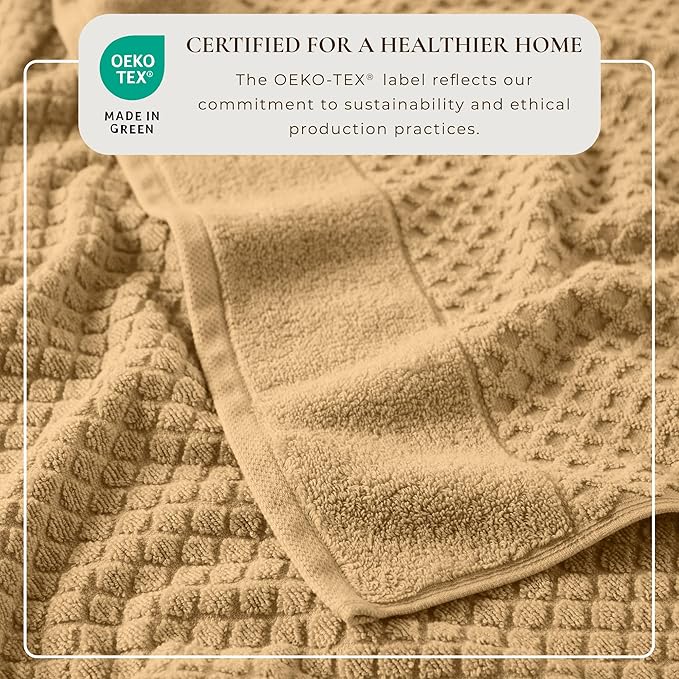 Great Bay Home Oversized Bath Sheets - 100% Cotton 2 Pack 68x35 Extra Large Towel - Absorbent, Durable, Quick-Dry Towels for Bathroom (Sand)