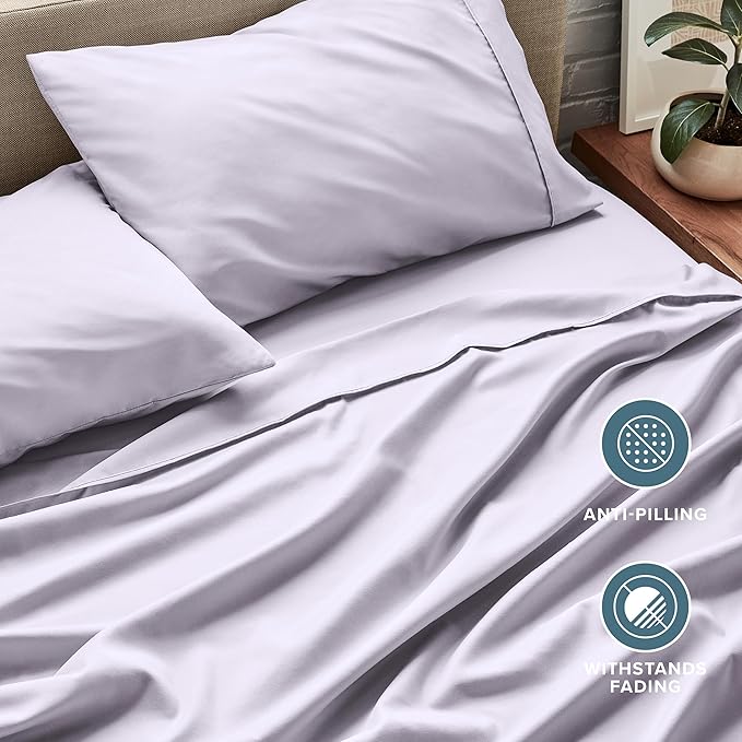 Bare Home King Sheet Set - 1800 Ultra-Soft Microfiber King Bed Sheets - Double Brushed - Deep Pockets - Easy Fit - 4 Piece Set - Bedding Sheets & Pillowcases (King, Light Lavender)