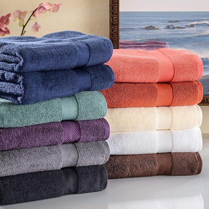 Superior Zero Twist 100% Cotton Bath Towels, Super Soft, Fluffy and Absorbent, Premium Quality Oversized Bath Towel Set of 2, Brick