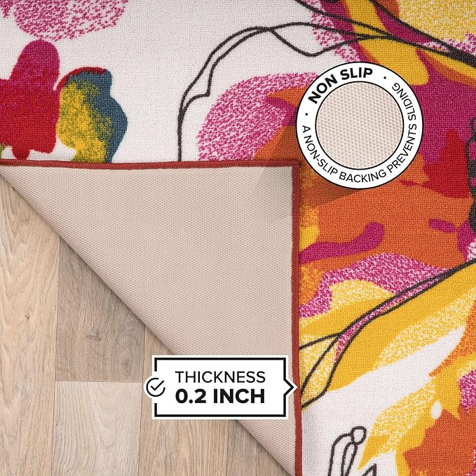 Rugshop Multi Bright Flowers Non Slip Non-Shedding Runner Rug for Hallway, Kitchen and Entryway, 2'7" x 6'