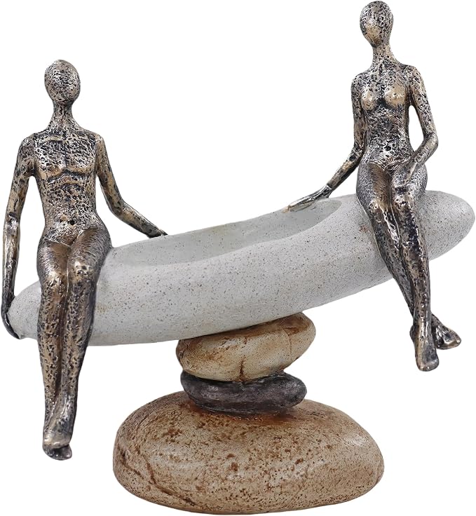 Lescafita Modern Abstract Couple Sculpture – Romantic for Her or Him, Minimalist Wedding or Engagement Present, Home Decor Elegant Figurine Decor for Bedroom, Shelf or Office