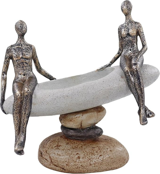 Lescafita Modern Abstract Couple Sculpture – Romantic for Her or Him, Minimalist Wedding or Engagement Present, Home Decor Elegant Figurine Decor for Bedroom, Shelf or Office
