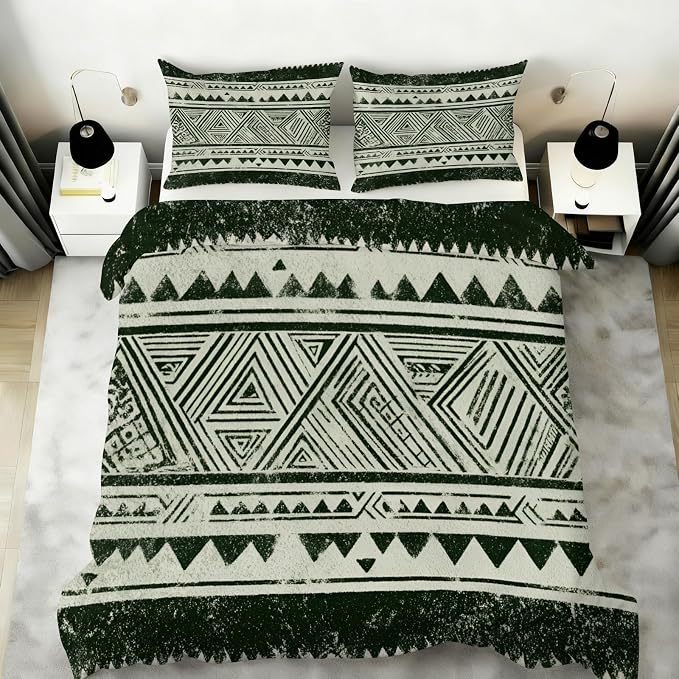 Boho Aztec Duvet Cover King Size, Bohemian Exotic Southwestern Bedding Set 3 Piece, Geometric Striped Patterned Comforter Cover with Zipper Soft Microfiber, 2 Pillowcases
