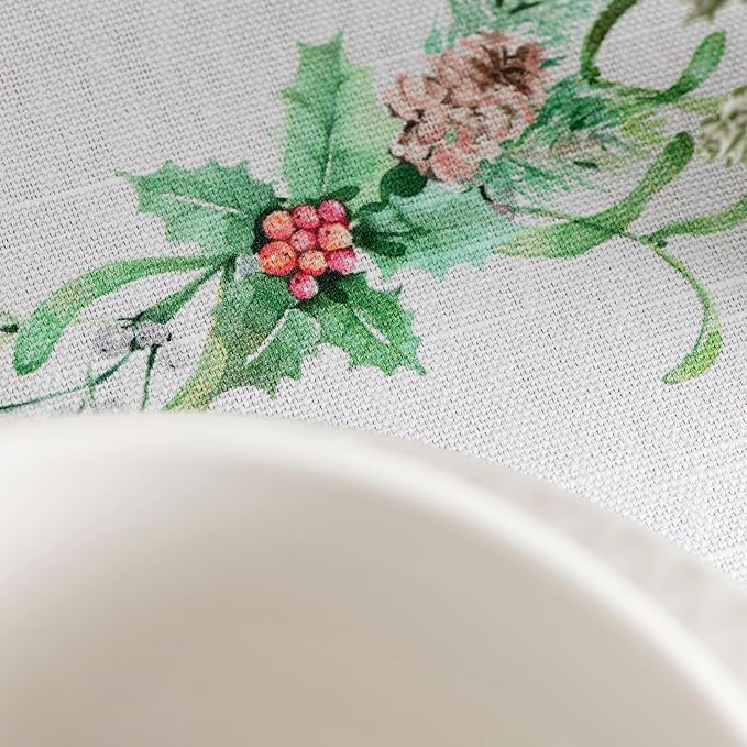 Maison d' Hermine Table Cloth Rectangle Table 100% Cotton 70 x 90 Inches Fall Tablecloth Reusable Everyday Use for Thanksgiving Christmas Decorations Dining Farmhouse Party (Christmas Tradition)