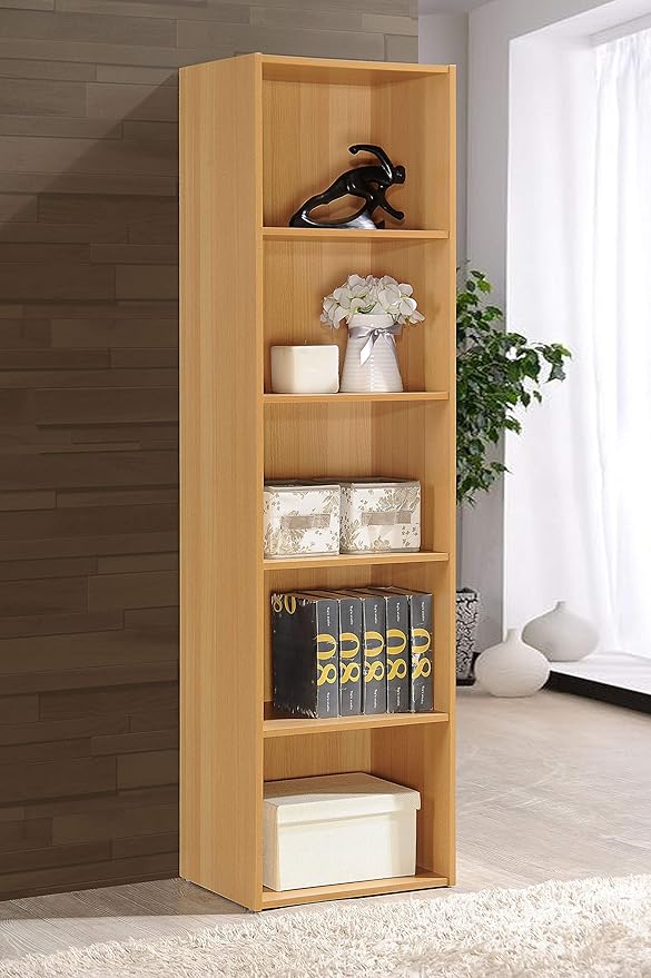 HODEDAH IMPORT 5 Shelve Bookcase cabinet, Beech