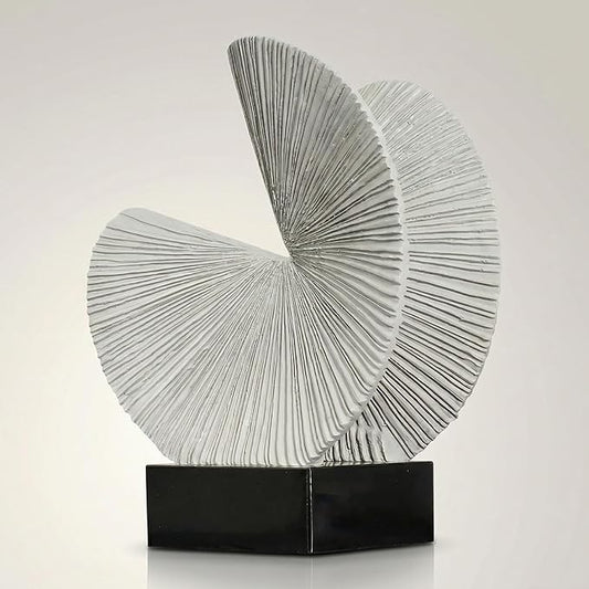 Minimalist Gray Sculpture Home Decor, Nature Inspired Decorative Statue with Black Base - Contemporary Desk Art Decor for Tabletop, Living Room, Shelf, Office - Unique Housewarming Gift