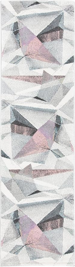SAFAVIEH Porcello Collection Runner Rug - 2'3" x 6', Ivory & Pink, Modern Abstract Design, Non-Shedding & Easy Care, Ideal for High Traffic Areas in Living Room, Bedroom (PRL6940A)