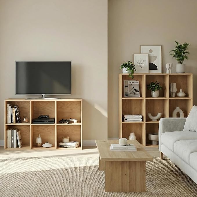 6 Cube Storage Organizer, Wooden Cube Shelves with Closed Back Panel, Reversible Bookcase, Cubes Closet Organizer for Home, Living Room, Kids Room, Office, Bedroom, Study, Hallway