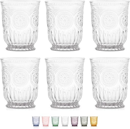 Clear Small Drinking Glasses Set of 6 Vintage Hobnail 8 oz