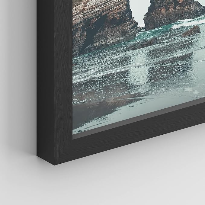 SIGNWIN Framed Rocky Storm Cloud Sky Beach Ocean Wall Art, Set of 4 Landscape Colorful Wall Decor Prints, Nature Wilderness Wall Décor for Living Room, Bedroom - 11"x14" Black