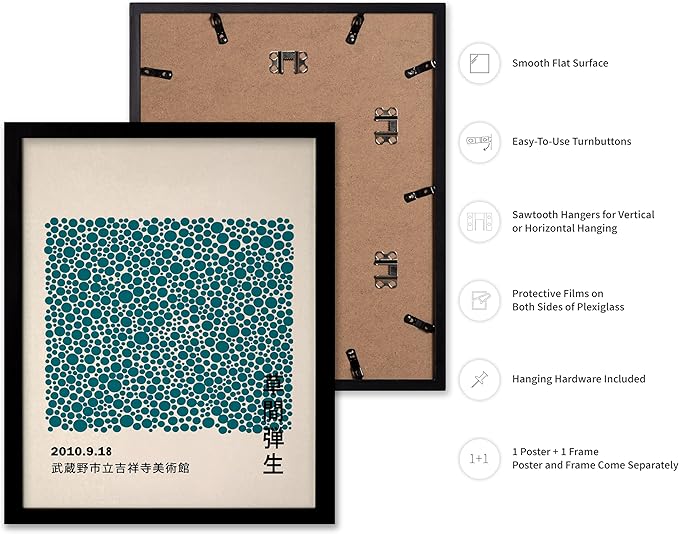 Poster Master Vintage Poster - Retro Pop Art Print - Gift for Artist, Friend - Infinity Dots, Japanese, Polka, Modern, Abstract - Wall Decor for Home, Office, 11x14 Black Framed