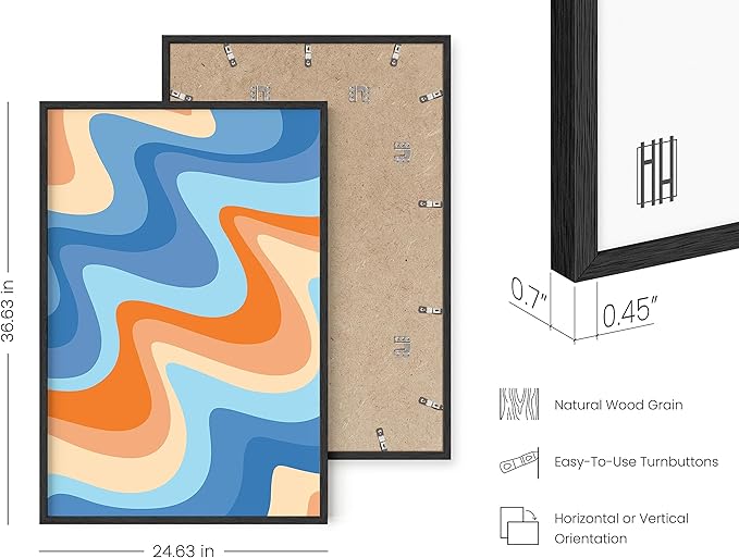 HAUS AND HUES Beach Wall Art - Colorful Abstract Ocean Art, Tropical Beach Wall Decor (Black Frame, 24x36)