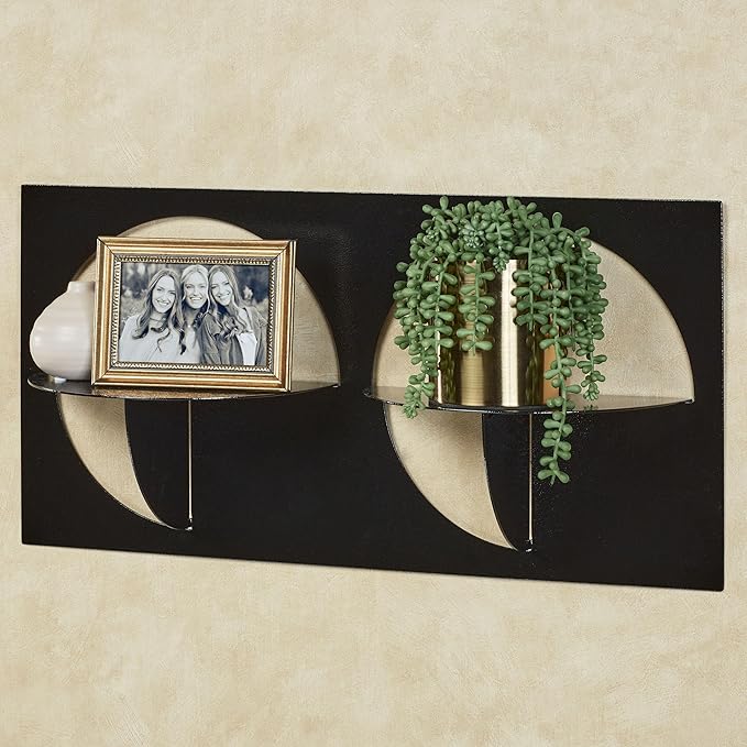 Touch of Class Corydon Horizontal Modern Metal Wall Shelf with Two Shelves | Shelving Decor for Bedroom, Living Room, Bathroom, Kitchen, Hallway, Entryway