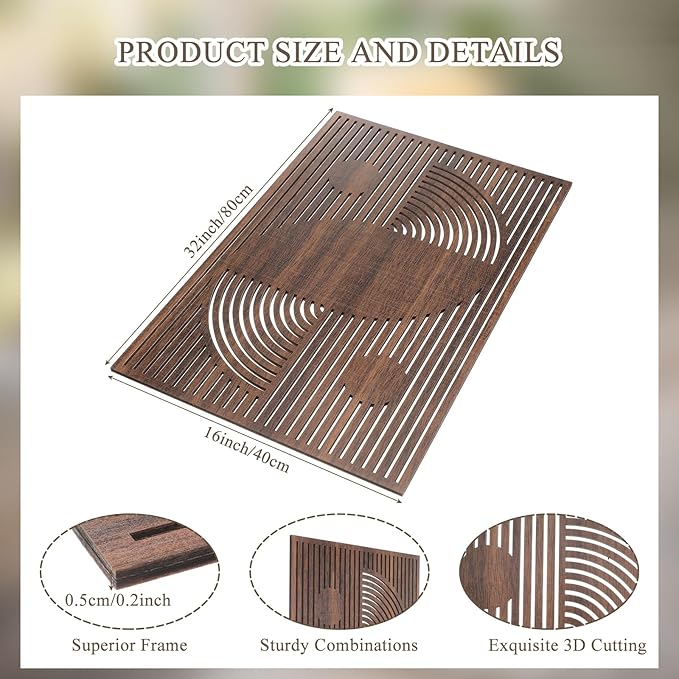 Yerliker 3 Pcs Mid Century Modern Wood Wall Art Decorations 3D Geometric Abstract Wall Sculpture for Living Room Bedroom Office Minimalist Aesthetic (Mid-century Modern,15.75 x 15.75 x 1.97 Inch)