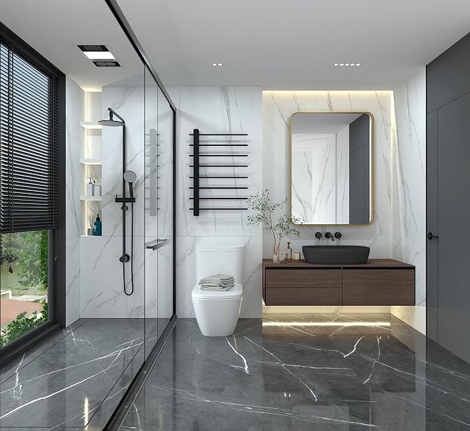 ANDY STAR 24x30’’ Black Bathroom Mirror, Black Bathroom Vanity Mirrors for Wall, Rounded Rectangle Mirror for Bathroom Sink, Tube Metal Frame, 1’’ Deep Wall Mounted Vertical/Horizontal