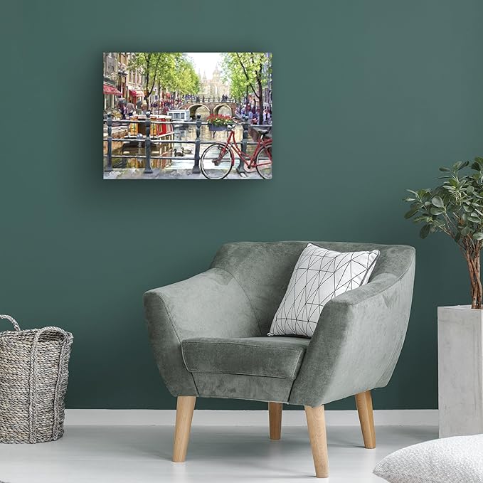 Wrapped Canvas Wall Art - The Macneil Studio 'Amsterdam Landscape' Wall Art for Living Room, Bedroom, or Office Décor - 35x47