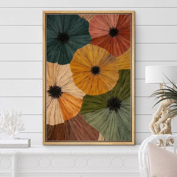 Woodrose Framed Canvas Print Wall Art Bold Floral Composition Earthy Tones Floral Illustrations Modern Art Minimalist 3D Colorful Ultra for Living Room, Bedroom, Office - 24"x36" NATURAL