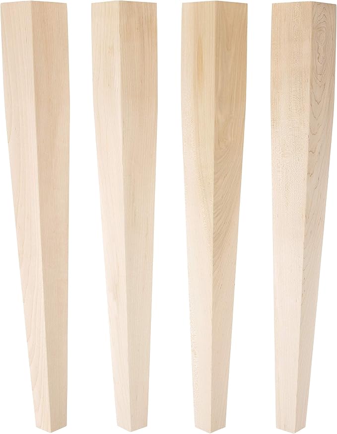 CAROLINA LEG CO. Maple Tapered Dining Legs - Handmade in USA - 3 x 3 x 29 - Set of 4 Wood Table Legs