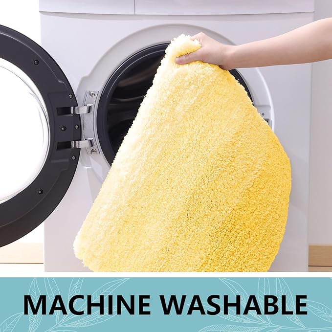 Arotive Microfiber Bathroom Rugs, Shaggy Soft and Absorbent Bath Rug, Non-Slip, Thick Plush Machine Washable Dry Bath Mats for Bathroom, Tub and Shower, 59x20, Yellow, Rectangular