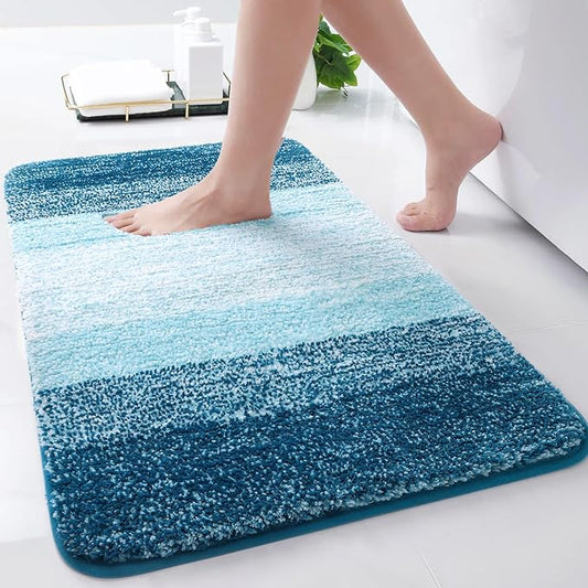 Arotive Microfiber Bathroom Rugs, Shaggy Soft and Absorbent Bath Rug, Non-Slip, Thick Plush Machine Washable Dry Bath Mats for Bathroom, Tub and Shower, 30x17, Peacock Blue, Rectangular