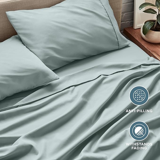 Bare Home Split Head Flex King Sheet Set - 1800 Ultra-Soft Microfiber Bed Sheets - Double Brushed - Deep Pockets - Easy Fit - 4 Piece Set - Bedding Sheets & Pillowcases (Sea Spray)