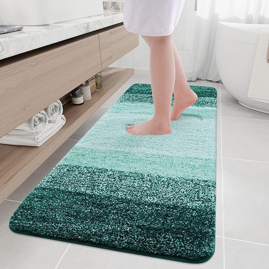 Arotive Microfiber Bathroom Rugs, Shaggy Soft and Absorbent Bath Rug, Non-Slip, Thick Plush Machine Washable Dry Bath Mats for Bathroom, Tub and Shower, 70x24, Dark Green, Rectangular