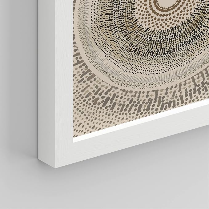 SIGNWIN Framed Art Beige Abstract Geometric Circle Stroke Minimalist Folk Boho Mid-Century Inspired Digital Print Decorative Zen Bedroom Relax Multicolor - 8"x10"x 4 White