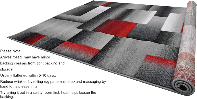 HR 5’ x 7’ Rug in Lava - Premium Quality Lava/Black/Gray Abstract Geometric Modern Squares Pattern Area Rug - Contemporary Styling for Living Room, Bedroom - Unique Home Décor