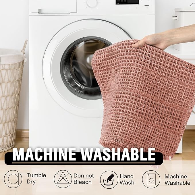 H.VERSAILTEX Upgraded Waffle Runner Rug Super Absorbent Bathroom Mat Non Slip Bath Rug for Bathroom Floor Machine Washable Dry Fast, Soft Pink, 24" x 72"