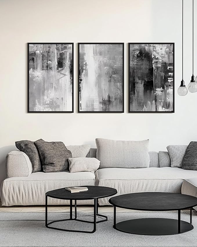 KUVIOKE Black Abstract Framed Canvas Wall Art Minimalist Graffiti Pastel Wall Decor Modern Art Painting for Bedroom Hallway 24x36in (Black Framed)