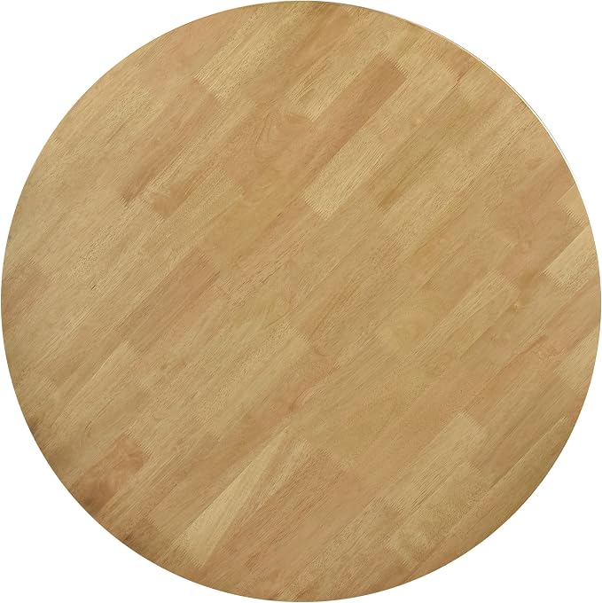 Coaster Home Furnishings - Elowen - Solid Wood - 42-Inch Round Dining Table with Bevel Tabletop, Angled Base Design, Geometric Legs - Dining Room & Home Kitchen - Light Walnut - 108440