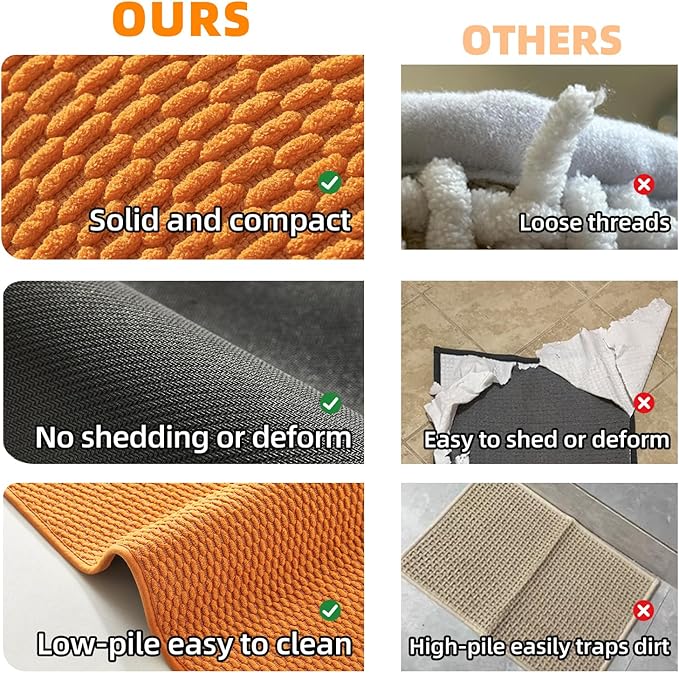 Bathroom Rugs Non Slip Washable, Super Absorbent Thin Bath Mat Small Quick Dry Low Pile Bathroom Rug, Orange 16"x24"