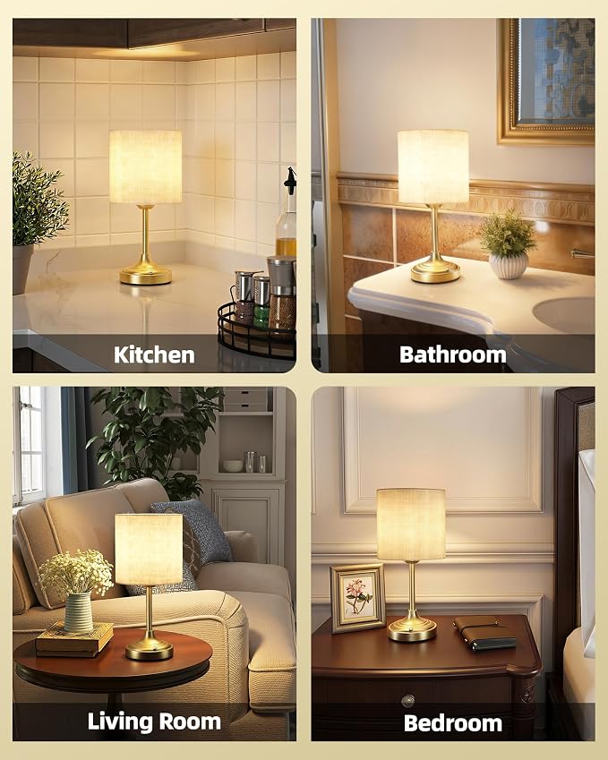 Wireless Lamp, 2-Pack, 8000mAh, Dimmable, Ambient Light, 2700K, Touch Control, Portable, Small, LED, Rechargeable Table, Rechargeable, Cordless, Desk Lamp, Kitchen Lamp, Fabric Shade, for Dining Room