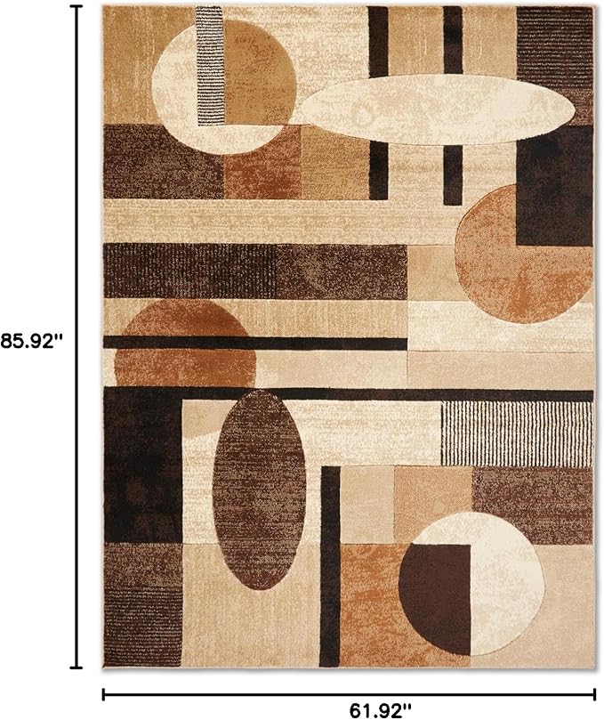 Home Dynamix Tribeca Jasmine Modern Area Rug, Abstract Brown/Beige 5'2"x7'2"