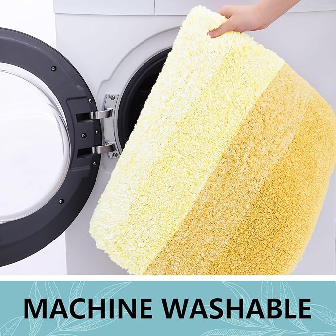 Arotive Microfiber Bathroom Rugs, Shaggy Soft and Absorbent Bath Rug, Non-Slip, Thick Plush Machine Washable Dry Bath Mats for Bathroom, Tub and Shower, 70x24, Light Yellow, Rectangular