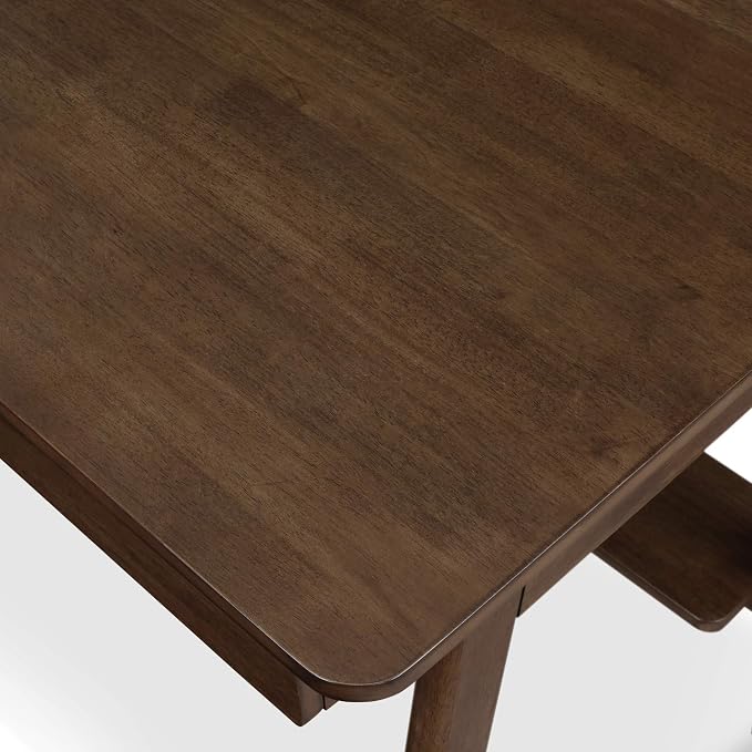Finch Darren Home Office Desk with Drawer, Mid Century Accent Desk, 43 Inch Wide Simple Modern Study Table, Walnut Brown