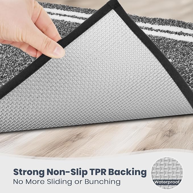 PURRUGS Bathroom Rug Non-Slip Machine Washable 20" x 30", Super Absorbent and Quick Dry Shaggy Microfiber Bath Mat, Extra Soft and Plush Bath Rug for Bathtub, Shower, and Sink, Charcoal